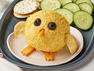 A chicken image ball with some cake and cucumber