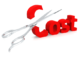 A scissors cutting "cost" word