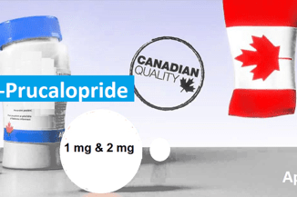 A bottle of Apo-Prucaloprode 1&2mg and Canada's flag.