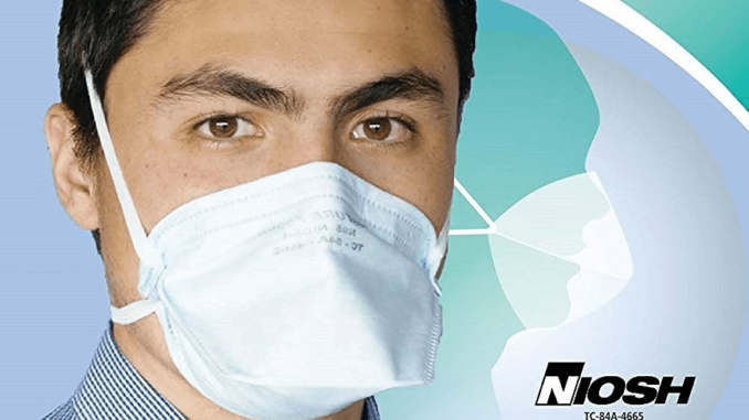 fdamask-Healthylivinglinks A poster of FDA-NIOSH with a man wearing mask