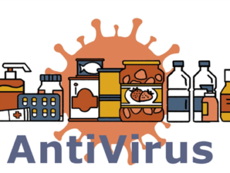 Some bottles with phase of "anitVirus" and virus background