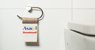 The toilet paper with "Asacol Discontinued" word.